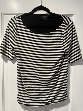 J. Crew FormKnit Black and White Striped Boat Neck Tee